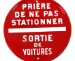 Plaque ronde émaillée ancienne "Prière d