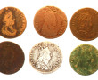Lot de 6 monnaies Louis XIV:5 liard en c