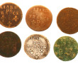 Lot de 6 monnaies Louis XIV:5 liard en c