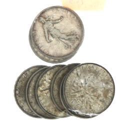 Lot de 8 pièces de 5 F argent