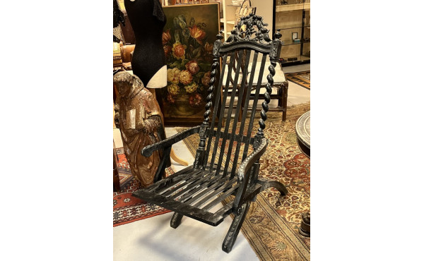 Fauteuil pliant Napoléon III en bois noi