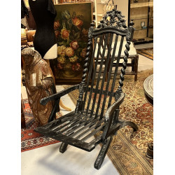 Fauteuil pliant Napoléon III en bois noi
