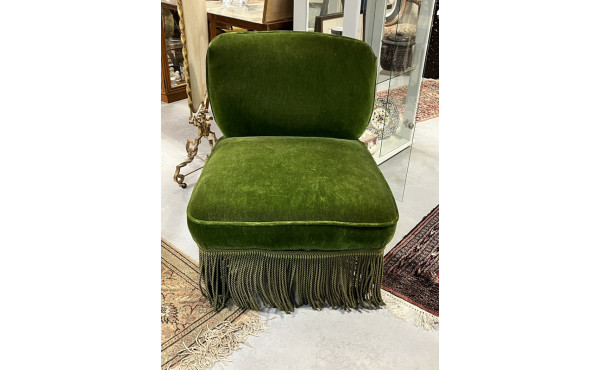 Chauffeuse Napoléon III en velours vert