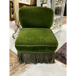 Chauffeuse Napoléon III en velours vert