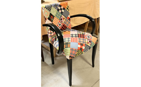 Fauteuil bridge moderne laqué noir et ti