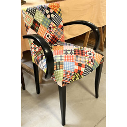 Fauteuil bridge moderne laqué noir et ti