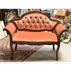 Petite banquette en merisier, assise vel