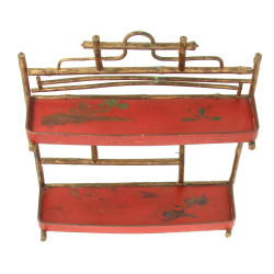 Petite étagère en bois laqué rouge et or