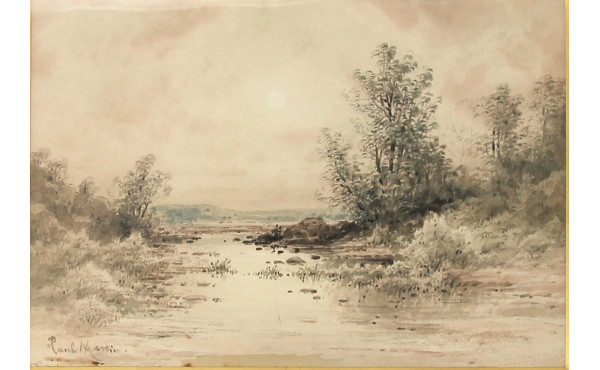 Paul MARTIN (1830-1903) "Paysage avec ef