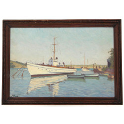 Y.MOREN (Xxème) "Voiliers au mouillage",