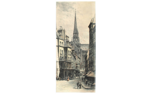 Lucien GAUTIER (1850-1925) "Rue animée p