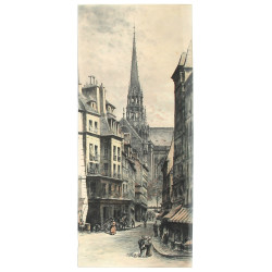 Lucien GAUTIER (1850-1925) "Rue animée p