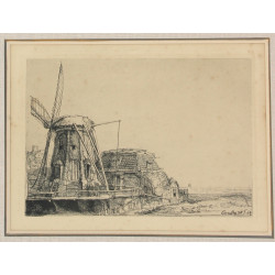 D'après REMBRANDT "Paysage au moulin", g
