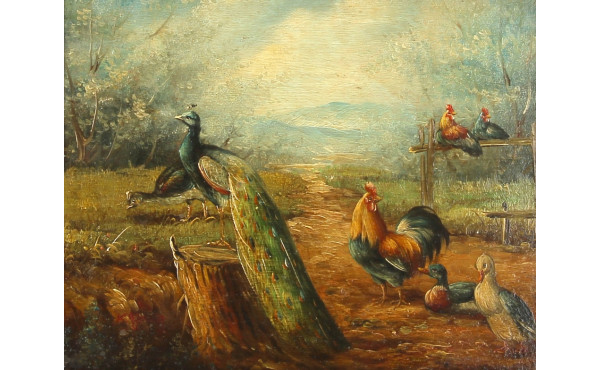 Ecole fin Xxème "Paon et animaux de la b