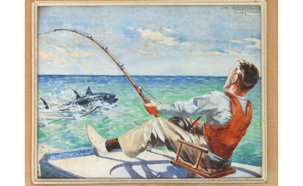 Albert HAMET (1898-1974) "Pêcheur et sa 