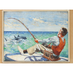 Albert HAMET (1898-1974) "Pêcheur et sa 