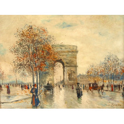 Ecole Xxe "Scène parisienne" huile sur p