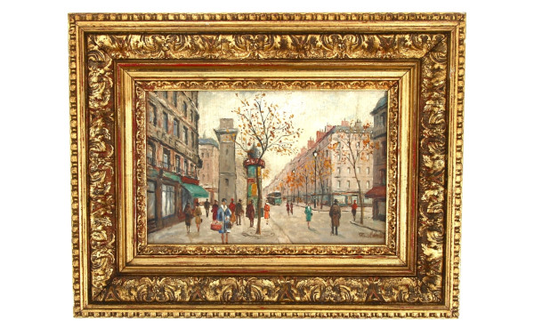 Ecole Xxe "Scène parisienne", huile sur 