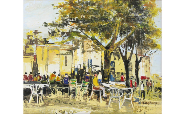 Maurice AUGIZEAU (1945) "Sous les platan