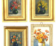 4 petits tableaux encadrés, thème floral