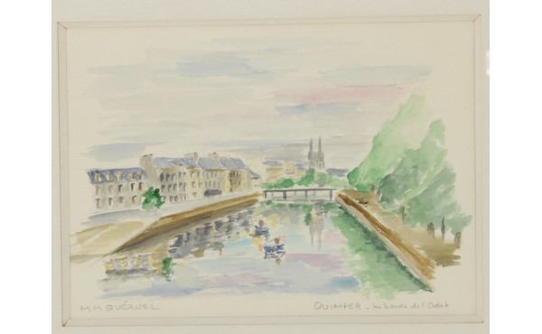 MM QUERVEL (Xxème) "Vue de Quimper", aqu