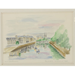 MM QUERVEL (Xxème) "Vue de Quimper", aqu