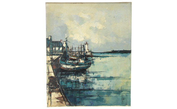 ALDO années 70 "Bateaux de pêche à quai"