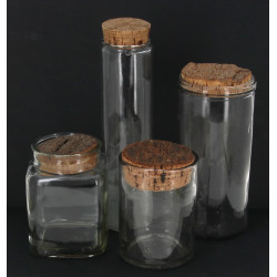 4 bocaux en verre bouchons liège: on y 