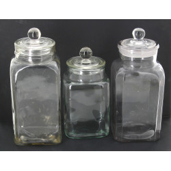 Lot de 5 bocaux anciens de sections carr