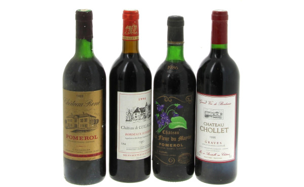 Lot de 4 bouteilles: - 1 B Ch René 1989