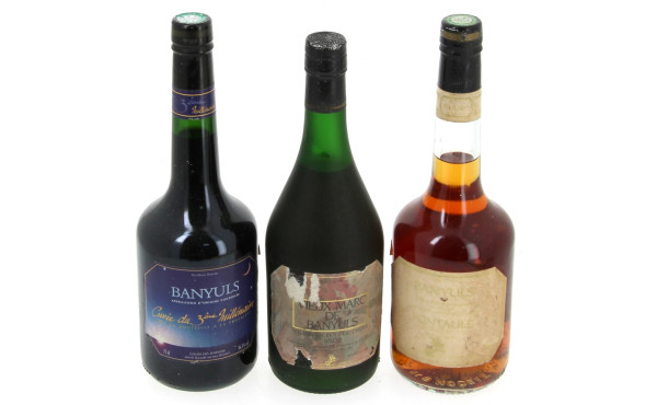 Lot de 3 B de BANYULS (2) et vieux Marc 