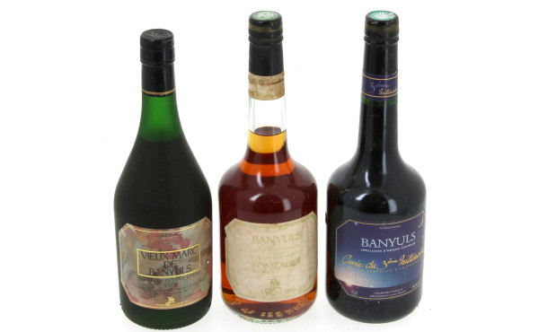 Lot de 3 B de BANYULS (2) et vieux Marc 