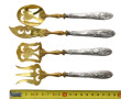 4 petits couverts de service, manches en
