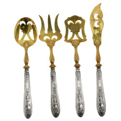 4 petits couverts de service, manches en
