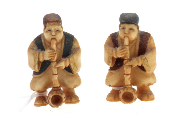 2 netsuké anciens polychromes mucisiens,