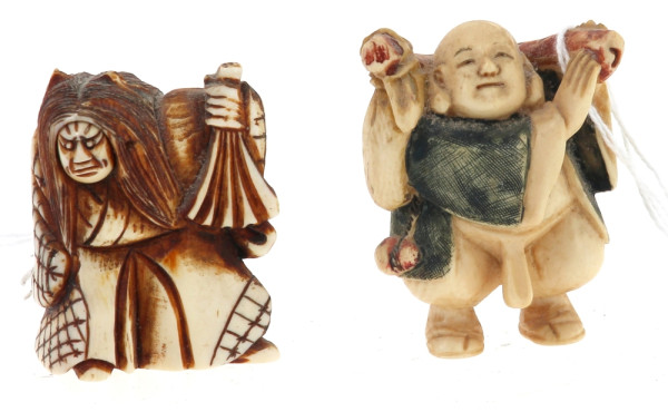 2 netsuké anciens polychrome dont sorciè
