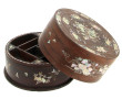 Coffret rond chinois en bois et motifs f