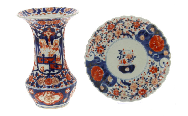JAPON - Vase à col évasé (H 25 cm) et as