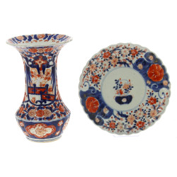 JAPON - Vase à col évasé (H 25 cm) et as