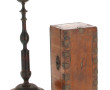 Boîte ancienne en placage et métal, déco