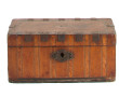 Boîte ancienne en placage et métal, déco