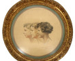Important cadre de forme ronde en bois s