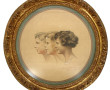 Important cadre de forme ronde en bois s