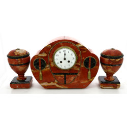 Garniture de cheminée en marbre rouge (m