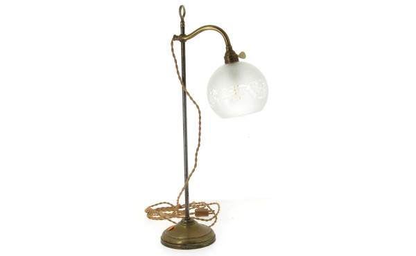 Lampe de bureau ancienne en laiton et mé