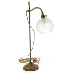 Lampe de bureau ancienne en laiton et mé