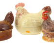 Lot de terrines en forme de poules, L. d