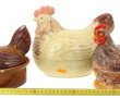Lot de terrines en forme de poules, L. d