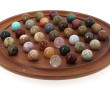 Jeu de solitaire en bois et pierres dure