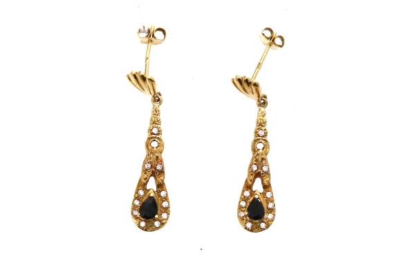 Paire de BO pendantes en or jaune, poinç